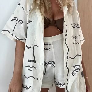 BNWT printed short set size XS both top and bottoms!